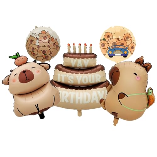 Tourima Capybara Luftballon 1. Geburtstag, Geburtstagsdeko 1 Jahr Capybara Sachen, Folienballon Geburtstag, Happy Birthday Ballon, Gilt für Kapibara Folienballon Luftballons Happy Birthday von Tourima