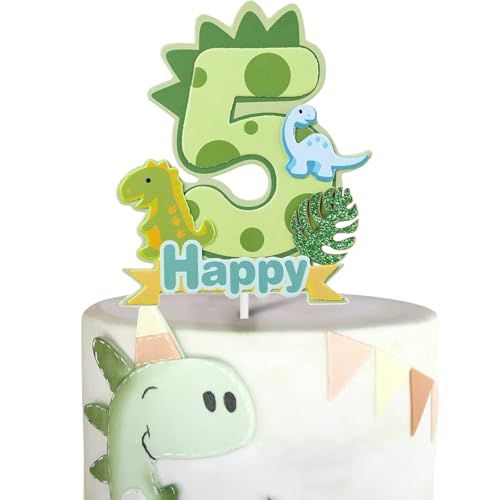 Tourima Dino Torten Deko 5. Geburtstag Junge & Mädchen, Dino Geburtstag Deko 5 Jahre Junge, Deko Dino Kindergeburtstag, Geburtstagsdeko 5 Jahre Mädchen, Cake Topper Dinosaurier Party Deko Tourima Dino Torten Deko 5. Geburtstag Junge & Mädchen, Dino Geburtstag Deko 5 Jahre Junge, Deko Dino Kindergeburtstag, Geburtstagsdeko 5 Jahre Mädchen, Cake Topper Dinosaurier Party Deko von Tourima