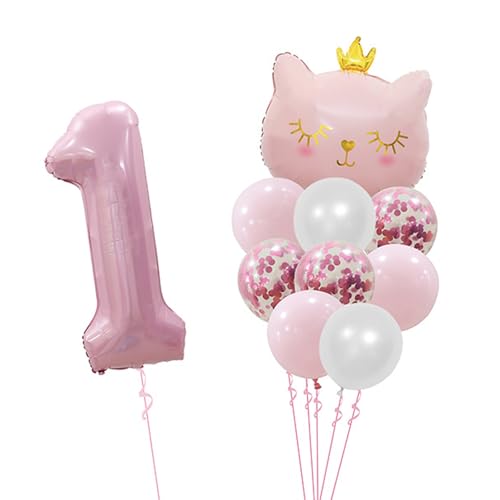 Tourima Geburtstagsdeko 1 Jahr Mädchen, Folienballon 1 Geburtstag Mädchen, 1. Geburtstag Dekoration, Rosa Nummer 1 Folienballon mit Konfetti-Luftballons von Tourima