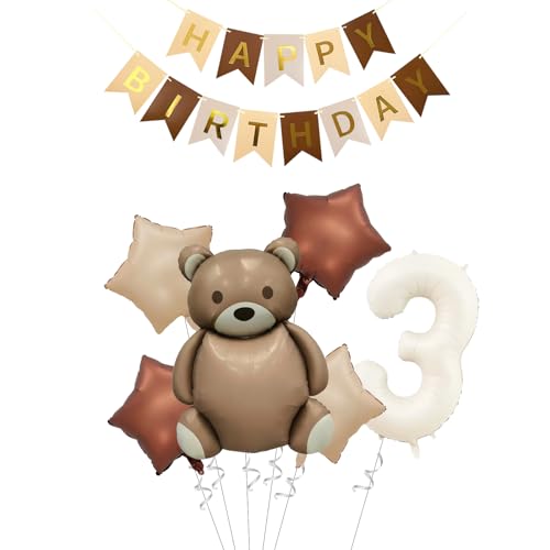 Tourima Geburtstagsdeko 3 Jahr Mädchen mit Happy Birthday Girlande, Folienballon 3 Geburtstag Mädchen, Ballon Deko 3.Geburtstag Mädchen, Luftballons 3 Jahr von Tourima