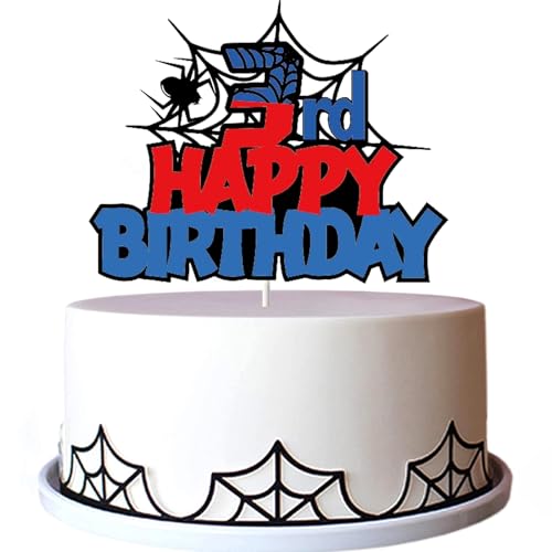 Tourima Glitzer Spider Happy Birthday Cake Topper Geburtstag 3 Jahre Junge, Tortendeko Geburtstag für Kinder, Geburtstagsdeko Jungen 3 Jahre, Kuchendeko für Kindergeburtstag Deko, Happy Birthday Deko Tourima Glitzer Spider Happy Birthday Cake Topper Geburtstag 3 Jahre Junge, Tortendeko Geburtstag für Kinder, Geburtstagsdeko Jungen 3 Jahre, Kuchendeko für Kindergeburtstag Deko, Happy Birthday Deko von Tourima