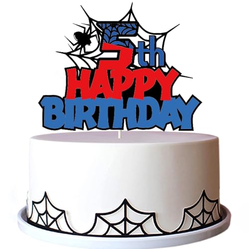 Tourima Glitzer Spider Happy Birthday Cake Topper Geburtstag 5 Jahre Junge, Tortendeko Geburtstag für Kinder, Geburtstagsdeko Jungen 5 Jahre, Kuchendeko für Kindergeburtstag Deko, Happy Birthday Deko Tourima Glitzer Spider Happy Birthday Cake Topper Geburtstag 5 Jahre Junge, Tortendeko Geburtstag für Kinder, Geburtstagsdeko Jungen 5 Jahre, Kuchendeko für Kindergeburtstag Deko, Happy Birthday Deko von Tourima