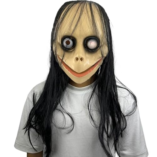 Tourima Halloween Maske Clown 25x23cm mit Perücke – Horror Deko Maske für Halloween Party Kinder & Erwachsene, Scary Geister & Gespenster, Halloween Deko Indoor Outdoor Set, Halloweendeko Zubehör von Tourima