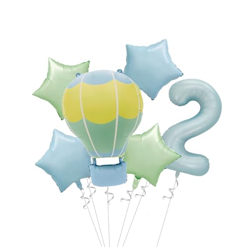 Tourima Heißluftballon 2. Geburtstag Junge,Folienballon 2 Geburtstag Junge, Heliumballons Luftballon 2. Heißluftballon mit Sternen, Pastell Mint und Blau, 6-teilig Geburtstagsdekoration Tourima Heißluftballon 2. Geburtstag Junge,Folienballon 2 Geburtstag Junge, Heliumballons Luftballon 2. Heißluftballon mit Sternen, Pastell Mint und Blau, 6-teilig Geburtstagsdekoration von Tourima
