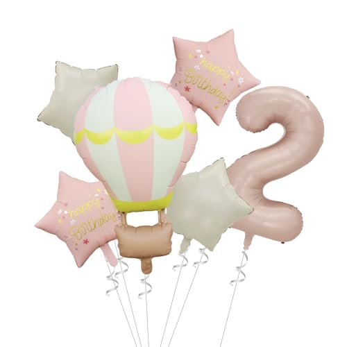 Tourima Heißluftballon Geburtstagsdeko 2 Jahr Mädchen,Folienballon 2 Geburtstag Mädchen,Ballon Deko 2.Heliumballons Geburtstag Deko Luftballons 2 Jahr Heißluftballon und Sterne Design, Rosa, 6-teilig Tourima Heißluftballon Geburtstagsdeko 2 Jahr Mädchen,Folienballon 2 Geburtstag Mädchen,Ballon Deko 2.Heliumballons Geburtstag Deko Luftballons 2 Jahr Heißluftballon und Sterne Design, Rosa, 6-teilig von Tourima