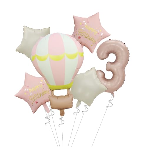Tourima Heißluftballon Geburtstagsdeko 3 Jahr Mädchen,Folienballon 3 Geburtstag Mädchen,Deko 3. Geburtstag Mädchen, Luftballons 3 Jahr, Heißluftballon und Sterne Design, Rosa, 6-teilig Tourima Heißluftballon Geburtstagsdeko 3 Jahr Mädchen,Folienballon 3 Geburtstag Mädchen,Deko 3. Geburtstag Mädchen, Luftballons 3 Jahr, Heißluftballon und Sterne Design, Rosa, 6-teilig von Tourima