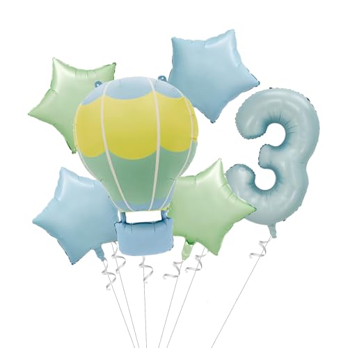 Tourima Heißluftballon Geburtstagsdeko 3 Jahre Junge, Folienballon 3. Geburtstag Junge, Heliumballons Luftballon 3. Heißluftballon mit Sternen, Pastell Mint und Blau, 6-teilig Geburtstagsdekoration Tourima Heißluftballon Geburtstagsdeko 3 Jahre Junge, Folienballon 3. Geburtstag Junge, Heliumballons Luftballon 3. Heißluftballon mit Sternen, Pastell Mint und Blau, 6-teilig Geburtstagsdekoration von Tourima