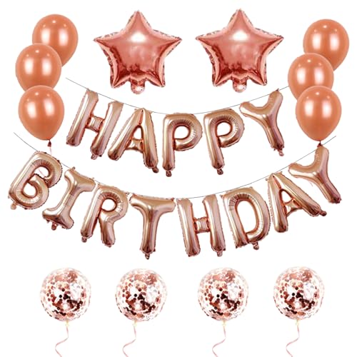Tourima Rosegold Luftballons Geburtstagsdeko, Happy Birthday Deko und Happy Birthday Girlande Luftballons Geburtstag, für Geburtstagsdeko Mädchen und Party Deko, Geburtstag Deko, Happy Birthday Ballon von Tourima