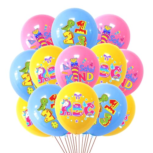 Tourima Schulanfang Luftballons Set,Einschulung Mädchen Junge Einschulung Deko 15 Stück, 30cm, Gelb Einhorn ABCSchulanfang Deko, Dinosaurier Blau 123,Rosa Schulanfang Deko Tourima Schulanfang Luftballons Set,Einschulung Mädchen Junge Einschulung Deko 15 Stück, 30cm, Gelb Einhorn ABCSchulanfang Deko, Dinosaurier Blau 123,Rosa Schulanfang Deko von Tourima