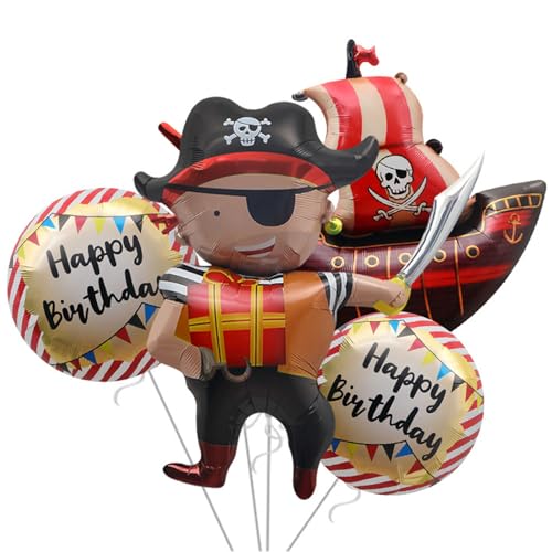 Tourima Set Piraten Folienballons, Piratenschiff 60×57cm, Piratenkapitän 67×58cm, 2×Rundballons 42cm Mit Happy Birthday, Piraten Deko Kindergeburtstag Partydeko Helium Geeignet, Geburtstagsdeko Kinder Tourima Set Piraten Folienballons, Piratenschiff 60×57cm, Piratenkapitän 67×58cm, 2×Rundballons 42cm Mit Happy Birthday, Piraten Deko Kindergeburtstag Partydeko Helium Geeignet, Geburtstagsdeko Kinder von Tourima