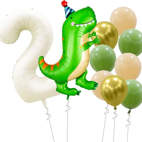 Tourima XXL Geburtstagsdeko 2 Jahre Junge Dino Set, Geburtstag 2 Jahre Junge Mädchen für Party Dekoration, Luftballon 2. Geburtstag und Kindergeburtstag Deko Junge, Party Deko, Happy Birthday Ballon von Tourima