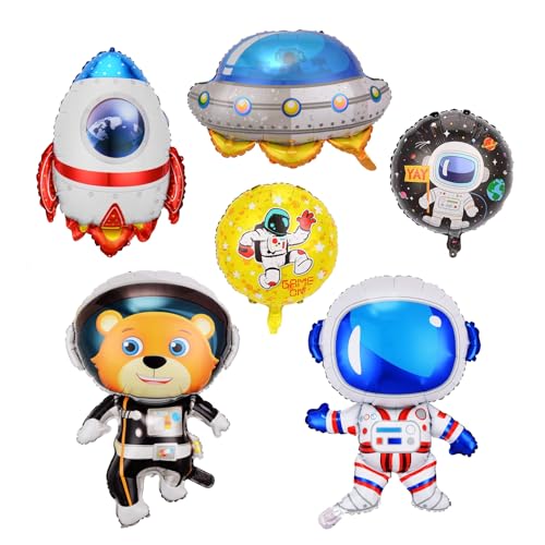 Space Balloons,Weltraum-Astronauten Folienballons Set, 6-teilig, Geburtstagsparty Dekoration, Space Themed Party Decorations Space Balloons,Weltraum-Astronauten Folienballons Set, 6-teilig, Geburtstagsparty Dekoration, Space Themed Party Decorations von Tourima