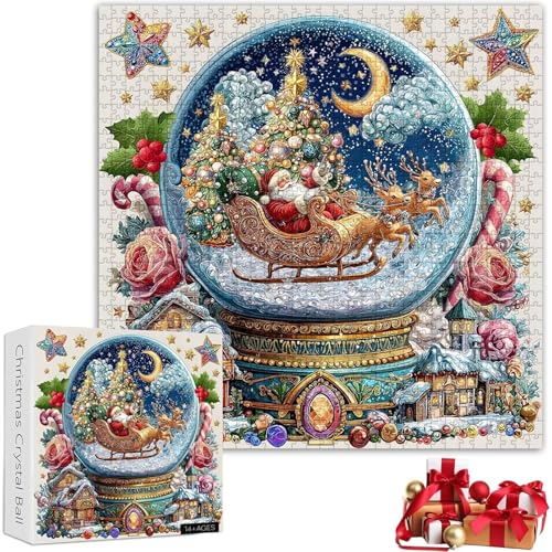 Weihnachts-Kristallkugel-Puzzle 1024 Teile,Weihnachtsmann-Puzzles,Buchstaben Clear Connection auf der Rückseite,Familienaktivitätsspiele als Geschenke zur Heimdekoration (A1) von Tovast