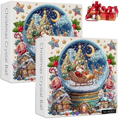 Weihnachts-Kristallkugel-Puzzle 1024 Teile,Weihnachtsmann-Puzzles,Buchstaben Clear Connection auf der Rückseite,Familienaktivitätsspiele als Geschenke zur Heimdekoration (A2) von Tovast