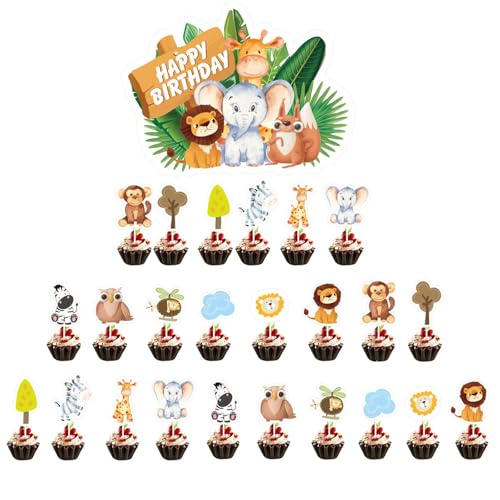 25PCS Waldtiere Tortendeko Perfekte Dekoration für Kindergeburtstag, Baby Shower. Inklusive Tortendeko Tiere, Safari, Dschungel und Geburtstag Junge. 25PCS Waldtiere Tortendeko Perfekte Dekoration für Kindergeburtstag, Baby Shower. Inklusive Tortendeko Tiere, Safari, Dschungel und Geburtstag Junge. von Tovbmup