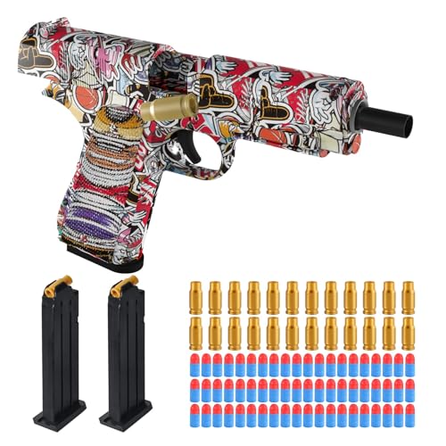Tovol Zerky Spielzeugpistole mit Graffiti-Muster Auswurfschale mit weicher Kugel für Kinder ab 6 Jahren von Tovol Zerky