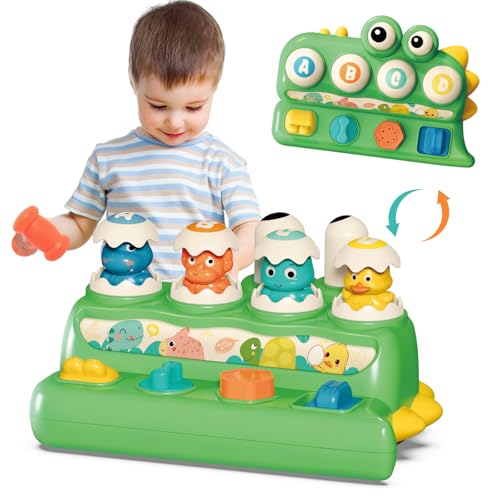 Tovol Zerky Ursache-Wirkung-Spielzeug für Kleinkinder im Alter von 1 2 3 Jahren Baby Pop Up Spielzeug mit Knöpfen und Hammer Spielzeug für Jungen und Mädchen im Alter von 12 Monaten von Tovol Zerky