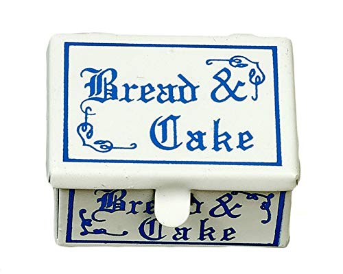 Puppenhaus Blau & Weiß Kuchen Dose Brot Bin Box Miniatur 1:12 Küchenzubehör von Town Square Miniatures