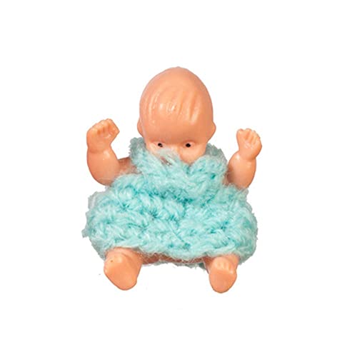 Puppenhaus Klein Babypuppe Sitzender IN Blau Miniatur Menschen Kinderzimmer Zubehör von Melody Jane