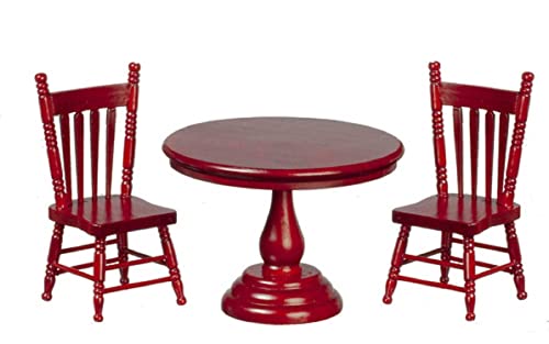 Puppenhaus Mahagoni Rund Tisch & 2 Stühle Miniatur Esszimmer Möbelset von Town Square Miniatures