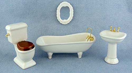 Puppenhaus Miniatur 1:12 Weiße Porzellan Damen Badezimmer Suite von Town Square Miniatures