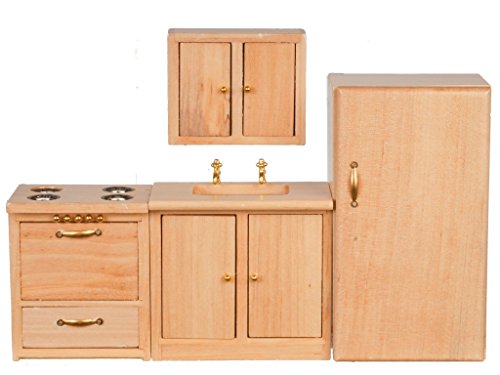 Puppenhaus Miniatur-Küchen-Set, 4-teilig, Eichen-Finish #T4777 von Town Square Miniatures
