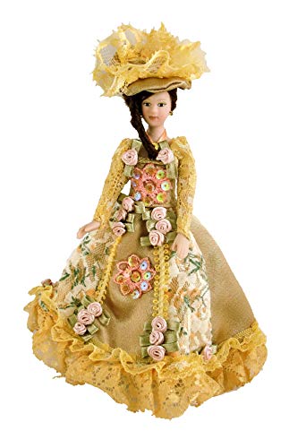 Puppenhaus Miniatur Menschen Porzellan viktorianische Dame in Gold von Town Square Miniatures