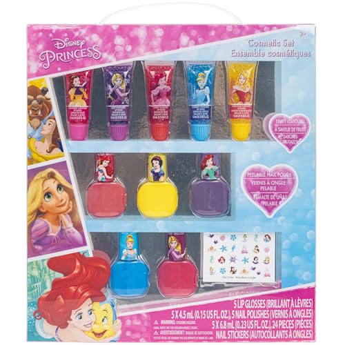Disney Princess Kinderschminke Set | Mädchen Make-up Set mit Lipgloss, Nagellack und mehr | Geburtstagsgeschenk für Kinder ab 3 Jahren von Townley Girl von Townley Girl
