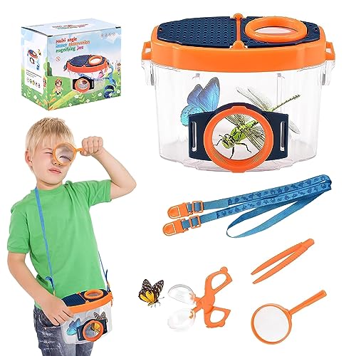 Towwoo Forscherset für Kinder, Becherlupe Set, Insekten Beobachtungsbox für Kinder mit 4,5-facher Lupe, Pinzette und Bug Catcher, Tragbare Insektenfänger Draussen Forscherset Exploration Spielzeug von Towwoo