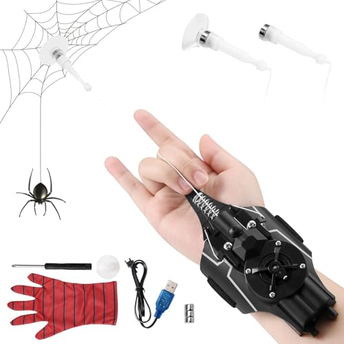 Towwoo Spider Web Shooter, Launcher Handschuh Spider Cosplay Handschuh 3m Launcher Handgelenk Spielzeug Set Elektrischer Automatische Kabelwicklung (Mormal) von Towwoo