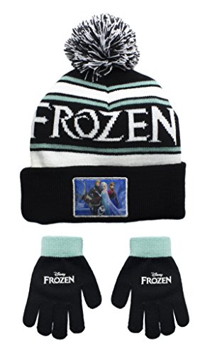 Disney Frozen Logo Cuffed Beanie with Pom Pom and Touch Glove Set von Toy Zany