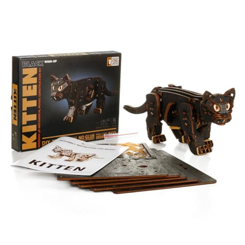 ToyGhillied 3D DIY hölzerne Puzzle, 236PCS Hölzerne Katze Modell Kits für Erwachsene zu Bauen, Kreative Ornament für Urlaub Familie Geburtstag Geschenk (Schwarz) von ToyGhillied