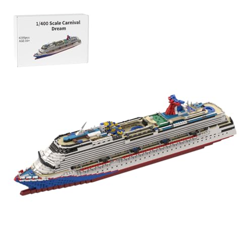 ToyGhillied Großes Kreuzfahrtschiff Modellbausatz, 1/400 Maßstab Carnival Dream Schiff Klemmbausteine Kompatibel mit Allen Großen Marken, Baukasten für Display oder Geschenk, MOC-174910 (4235PCS) von ToyGhillied
