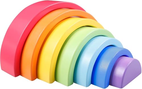 ToyToyToy Regenbogen Stapelspiel aus Holz Sortierspielzeug Stapelspielzeug von ToyToyToy