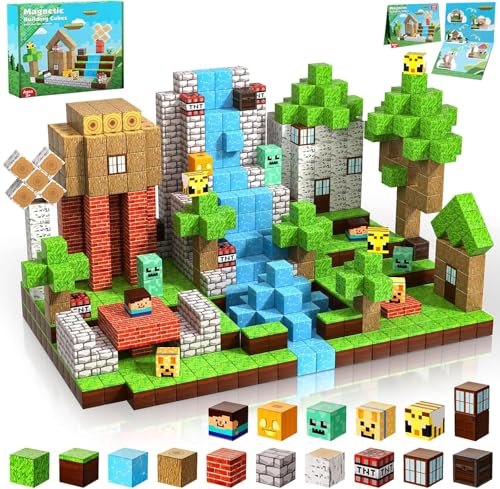 ToyUnited Magnetische Bausteine,100 Stück Magnetbausteine ab 4 Jahre Magnetische Bauwelt Spielzeug ab 5 6 7 8 9 Jungen Bauspielzeugsets Geschenke für Kinder von ToyUnited