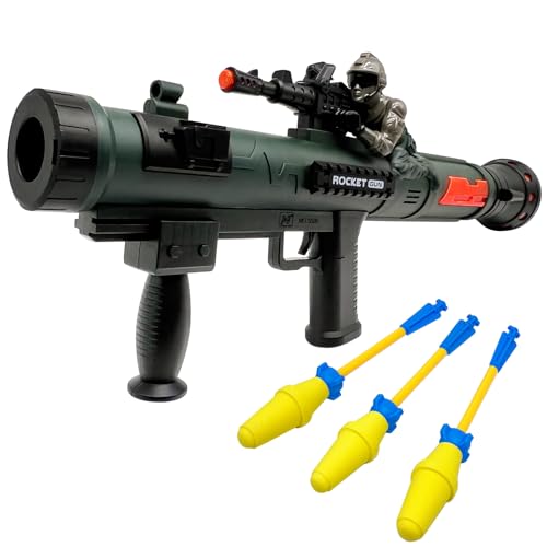 Toy Rocket Launcher, Spielzeug RPG Gun mit 3 Schaumstoff-Raketen, Light Up Rocket Launcher Gun für Kinder, Cool Sound, Vibration, & LED-Effekte, Militär Pretend Play Bazooka Spielzeug für Jungen von Toyer