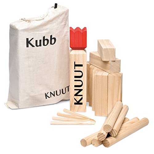 Toyfel Kubb XXL - Original Wikinger Spiel - Schweden Schach - Holz Schwedenschach mit Stoffbeutel Wurfspiel aus FSC® Kieferholz - Outdoor Spiel für Kinder und Erwachsene von Toyfel