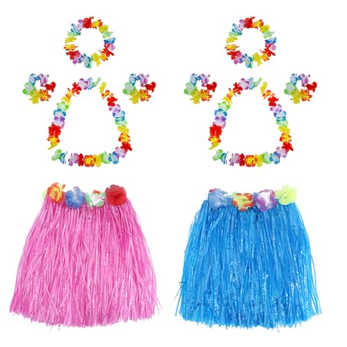 10-teiliges hawaiianisches Hula-Grasrock-Set, 2er-Set, Hawaii-Kostüm, Grasröcke mit Blumen, Girlanden, Armband, Stirnband, Halskette, buntes Set, für Sommer, Strand, tropische Luau-Party-Dekorationen 10-teiliges hawaiianisches Hula-Grasrock-Set, 2er-Set, Hawaii-Kostüm, Grasröcke mit Blumen, Girlanden, Armband, Stirnband, Halskette, buntes Set, für Sommer, Strand, tropische Luau-Party-Dekorationen von Toyhood