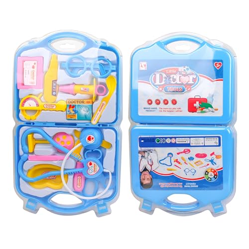 Toyhood Kinderarztkoffer, 15-teiliges Medizinisches Doktorspielset mit Echtem Stethoskop, Ideal für Kinder als Geschenk für Mädchen und Jungen (Blau) von Toyhood