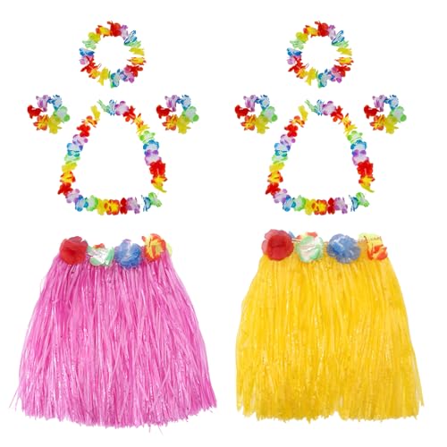 Toyhood 10 Stück Hawaiian Hula Rock Kostüm Set, Hawaiian Party Fancy Dress Gras Röcke Hawaiian Blume Leis Girlanden Armbänder Stirnband Halskette Kostüme für Sommer Strand Tropische Party (Rosa+Gelb) Toyhood 10 Stück Hawaiian Hula Rock Kostüm Set, Hawaiian Party Fancy Dress Gras Röcke Hawaiian Blume Leis Girlanden Armbänder Stirnband Halskette Kostüme für Sommer Strand Tropische Party (Rosa+Gelb) von Toyhood