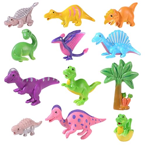 Toyhood 12 Stück Realistischen Mini-Dinosaurier Figuren, Niedliche 3D-Dinosaurier-Kuchendekoration, Pädagogisches Dinosaurier-Spielzeug, Geburtstagsfeier-Zubehör, Füllung für den Weihnachtsstrumpf von Toyhood