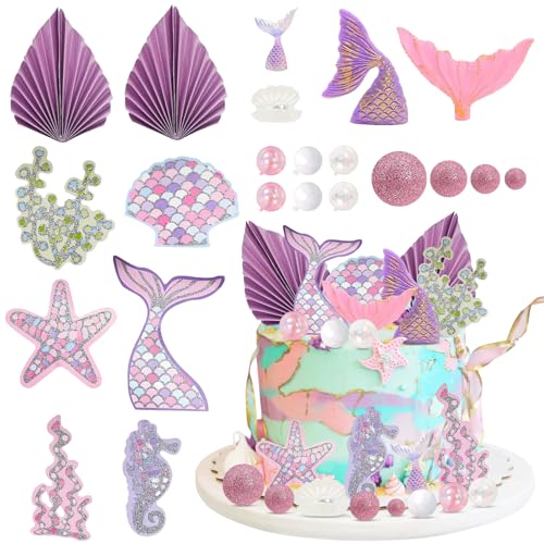 Toyhood 22 Stück Meerjungfrauen-Thema-Kuchenaufsätze, Meerjungfrauen-Themen-Geburtstagsparty-Dekorationen, Ozean-Mottoparty, Meerjungfrauenschwanz, Seepferdchen, Seestern, Muscheln, Cupcake-Topper, Toyhood 22 Stück Meerjungfrauen-Thema-Kuchenaufsätze, Meerjungfrauen-Themen-Geburtstagsparty-Dekorationen, Ozean-Mottoparty, Meerjungfrauenschwanz, Seepferdchen, Seestern, Muscheln, Cupcake-Topper, von Toyhood