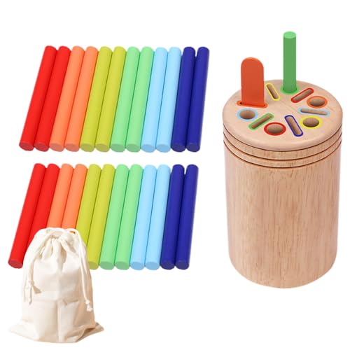 Toyhood Montessori Holz Spielzeug, 2-in-1 Form und Farbe Sortierspiel für Kleinkinder, Motorische Fähigkeiten Sensorik Bunte Form Sortierspielzeug, für 1 2 3 Jahre Alten Jungen Mädchen (Multi-A) von Toyhood