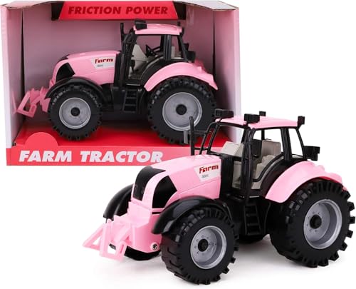 Toyland® 22cm x 12cm Reibung angetriebener Traktor mit öffnender Motorhaube (Rosa) von Toyland