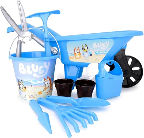Toyland® 10-Teiliges Bluey-Gartenset – Eimer, Gießkanne, Blumentöpfe, Gartengeräte und Schubkarre Enthalten – Gartenspielzeug für Draußen - Alter 2 Jahre+ von Toyland