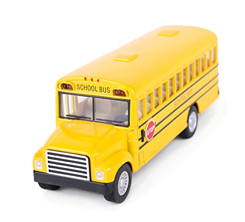 Toyland® 12,5 cm klassischer gelber Schulbus aus Druckguss mit funktionaler Tür und Rückziehfunktion – Spielzeugfahrzeuge von Toyland