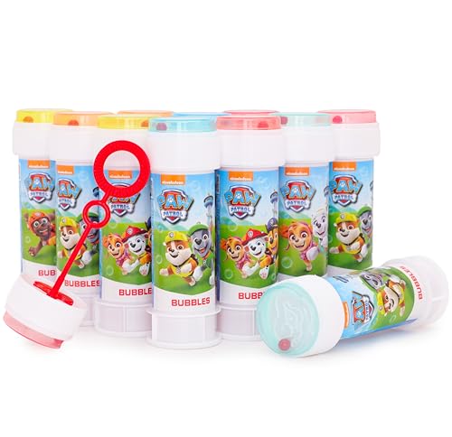 Toyland® 12er-Pack Paw Patrol Seifenblasen mit Zauberstäben, 60 ml Lösung und neuartigem Labyrinthdeckel - Taschengeld und Partytütenspielzeug von Toyland