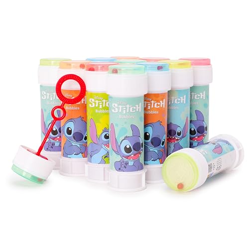 Toyland® 12er-Pack Stitch Seifenblasen mit Zauberstäben, 60ml Lösung und neuartigem Labyrinthdeckel - Taschengeld und Partytütenspielzeug von Toyland