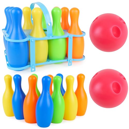 Toyland® 13-teiliges Bowling-Set für Gartenspiele – Bunte Gartenkegel – Spielzeug und Spiele für draußen von Toyland