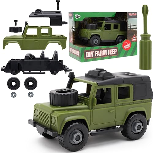 Toyland® 17 cm (7 Zoll) grüner DIY-Farm-Jeep mit Multifunktionsschraubendreher – Bauen Sie Ihren eigenen 4x4 – Spielzeugfahrzeuge von Toyland